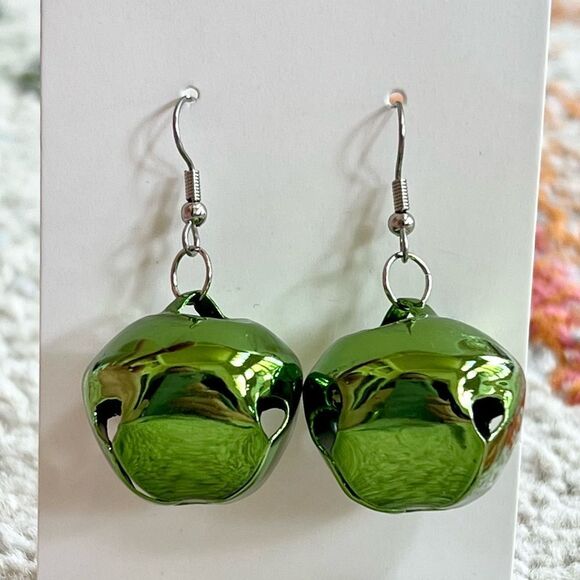 Green Jingle Bell Earrings - Picture 1 of 2